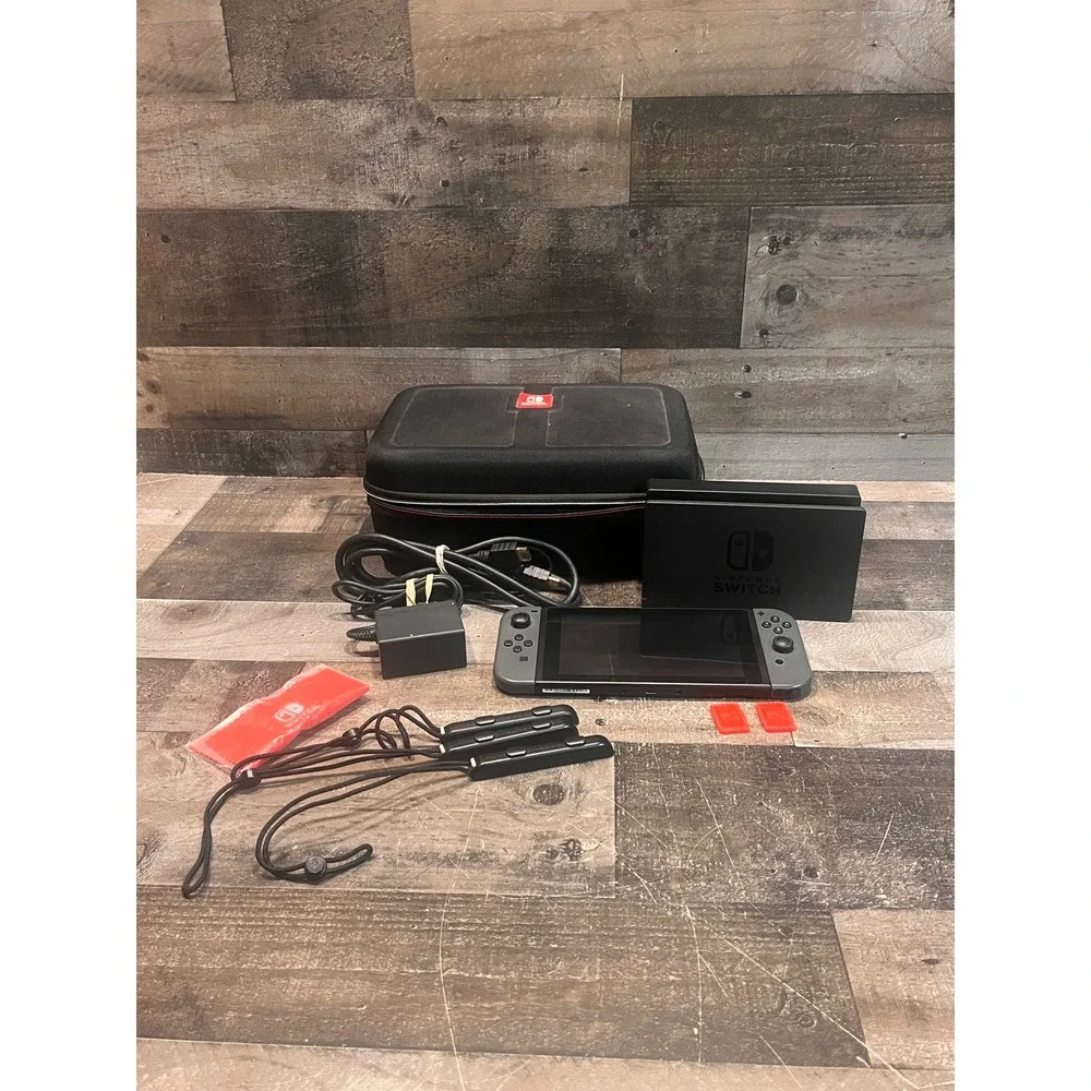 Nintendo Switch Console Bundle Gray Joy-Con Docking Station & Carrying Case Set